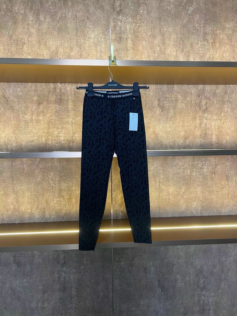 Steal Chrome Hearts Black Logo-Trim Leggings